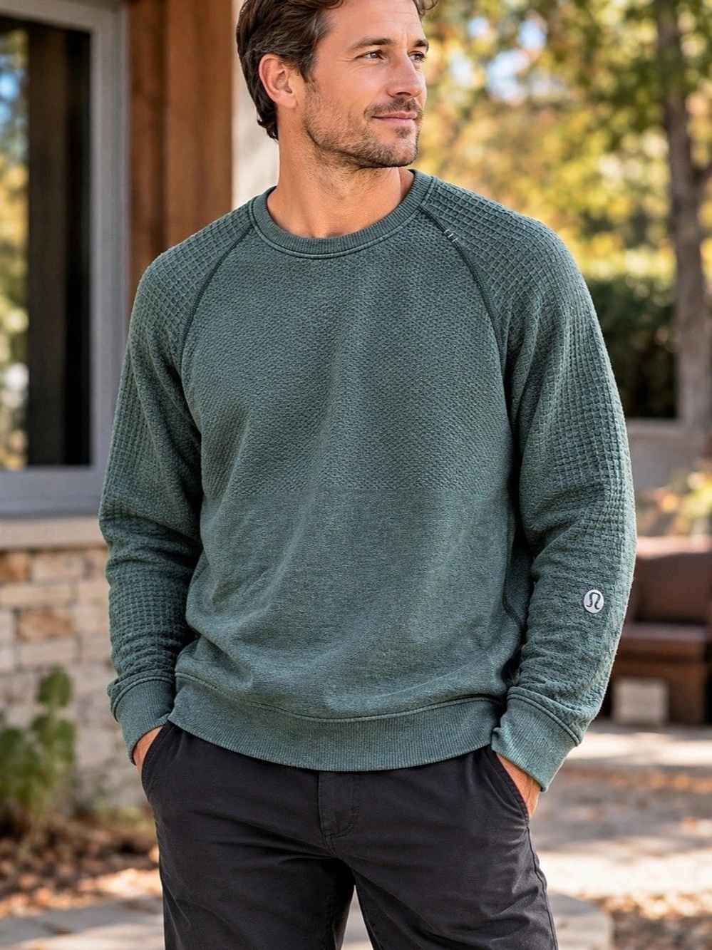 Men’s lululemon Textured Knit Classic-Fit Crewneck Sweater Green size L